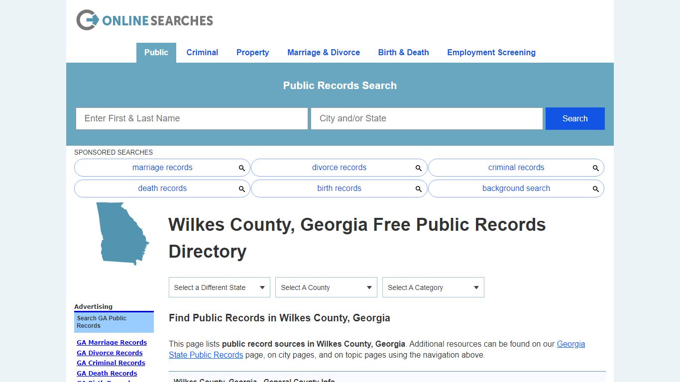 Wilkes County, Georgia Public Records Directory