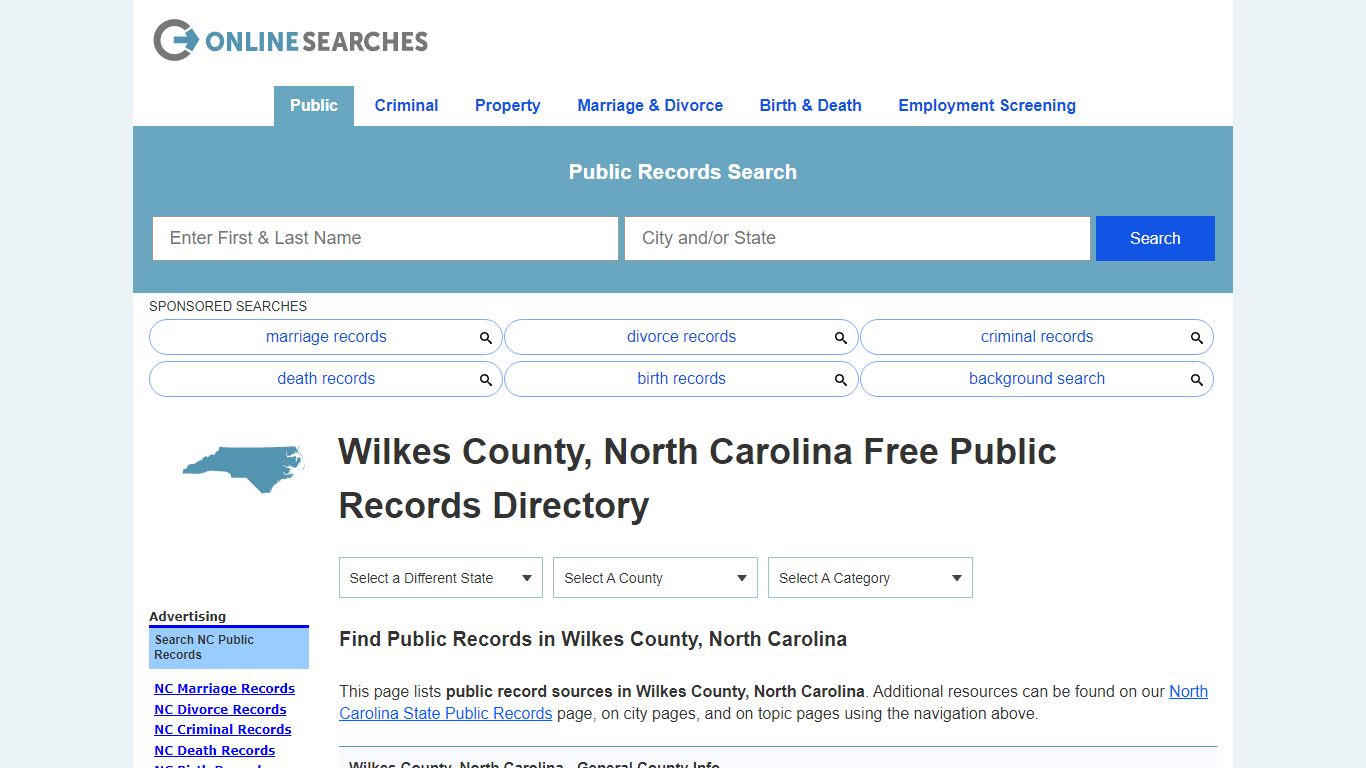 Wilkes County, North Carolina Public Records Directory